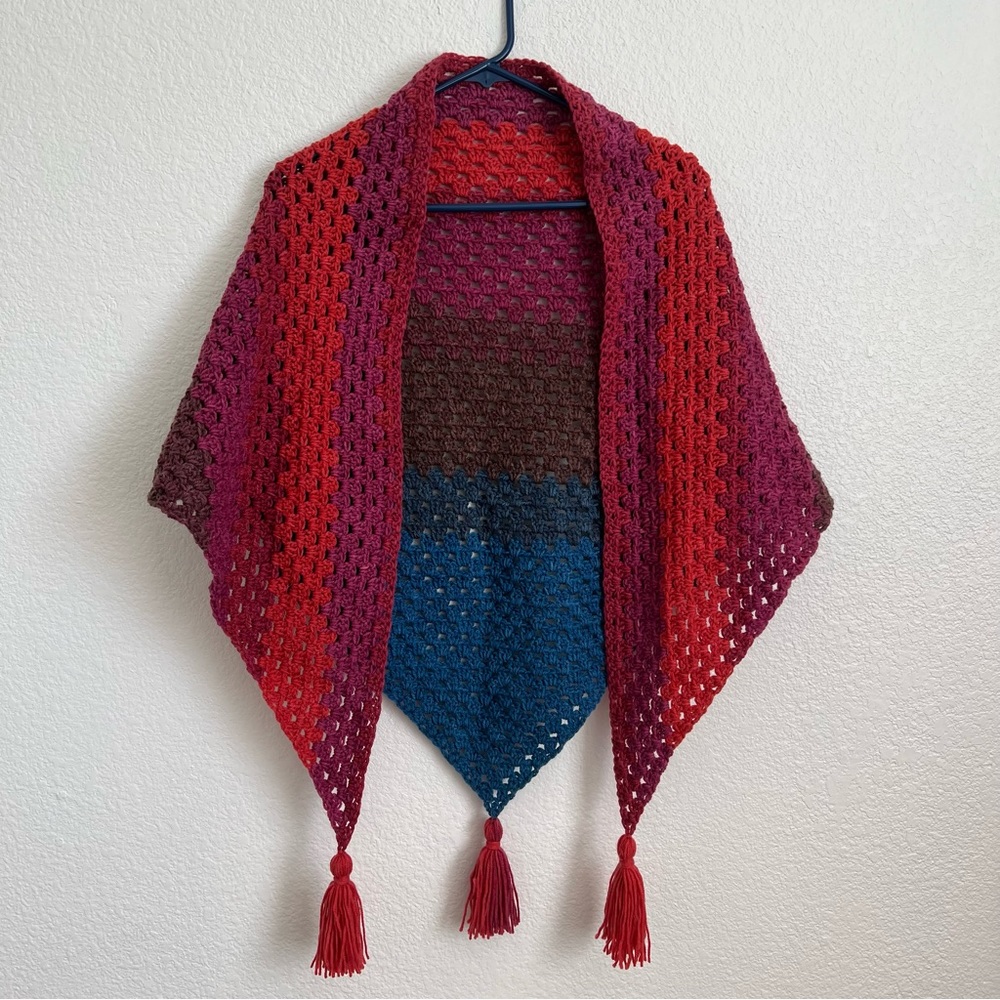 Handmade Crochet Boho Shawl Cape Wrap Scarf NWT